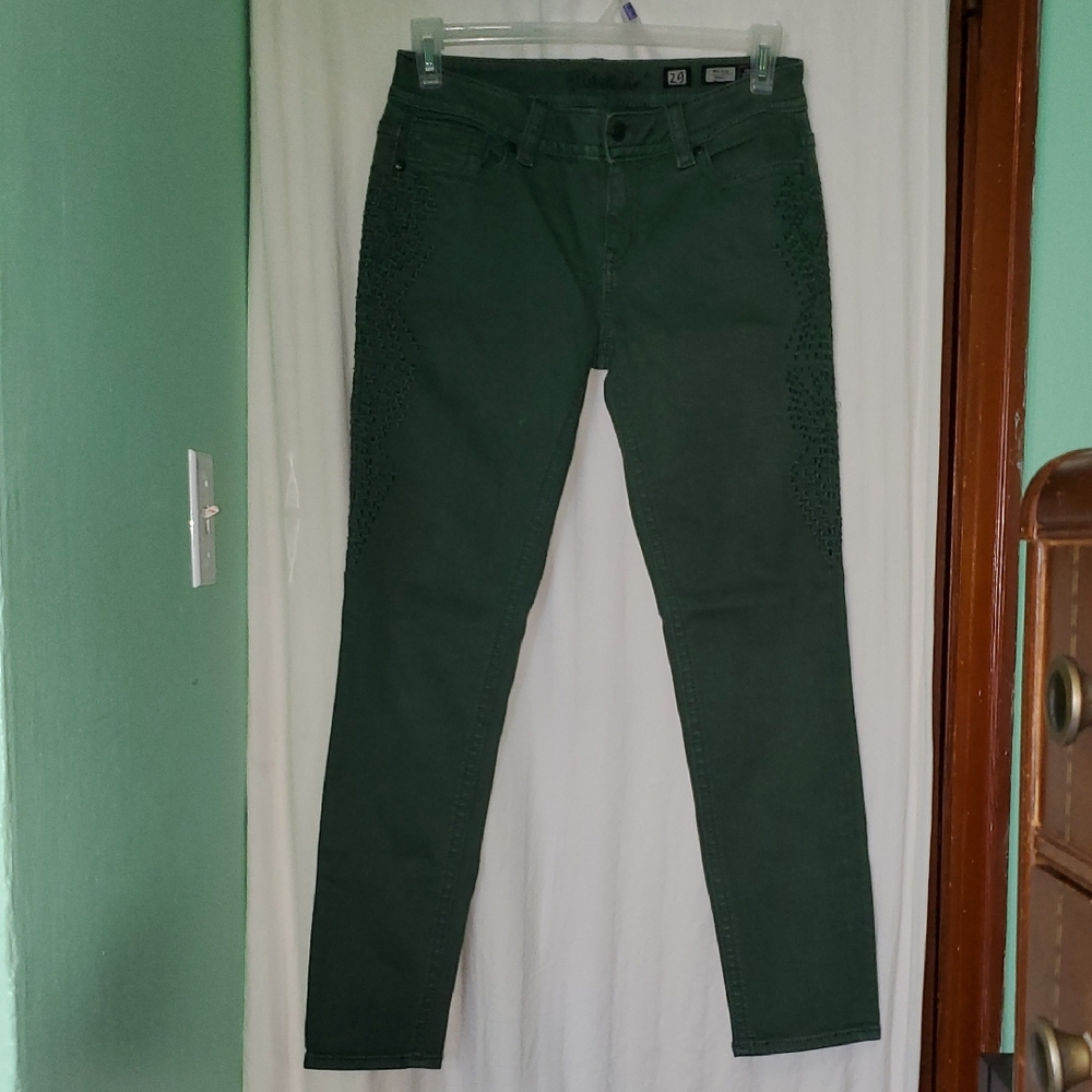 Vintage Y2k Miss Me Hunter Green Embroidered Skinny Jeans